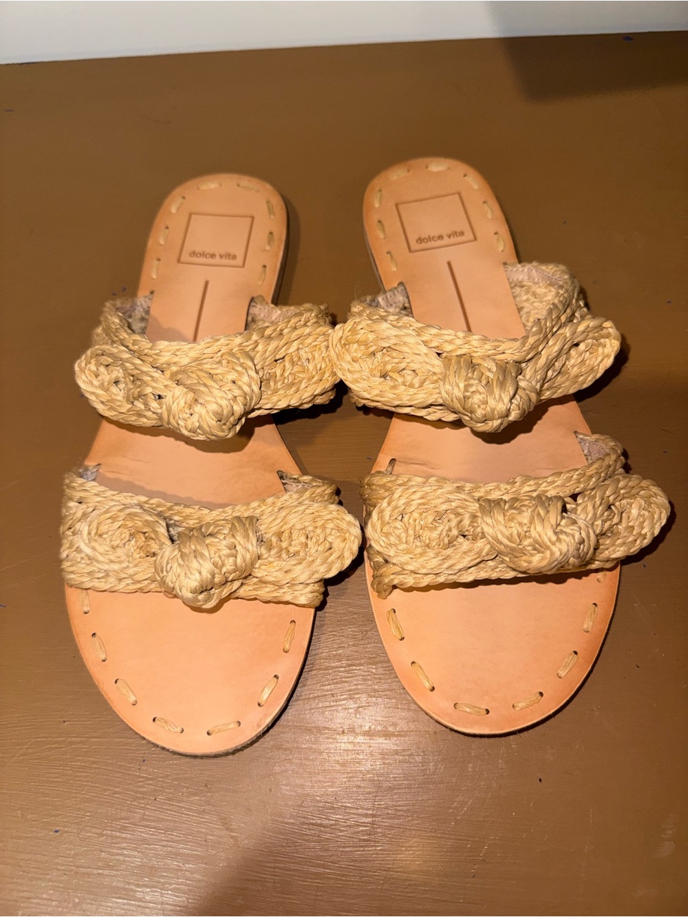 Dolce Vita Natural Braided Rope Slide Sandals 7.5 W